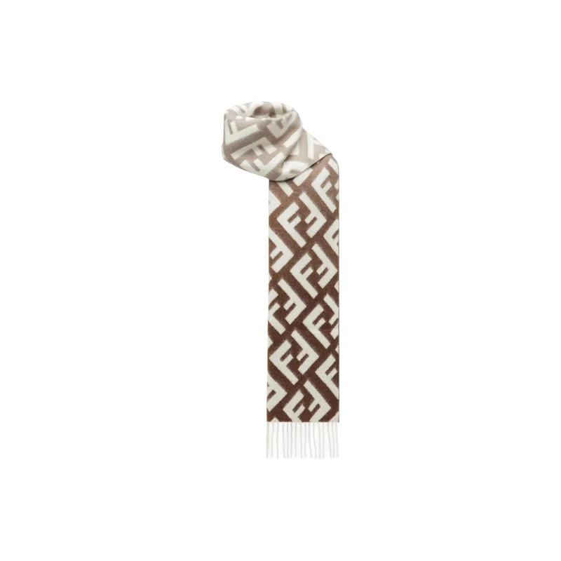 FENDI Wool Knit Scarves Women's Dove Gray-1