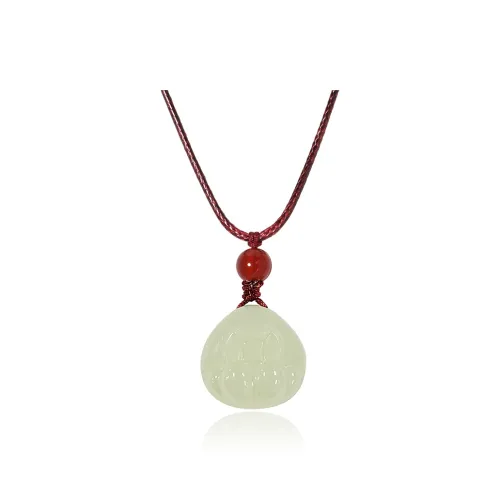 ZENGCAI Fashion Carved Jade Pendant Necklace Pale Greenish White Jade Women's