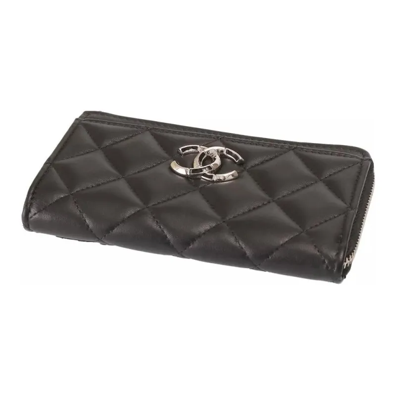 CHANEL Lambskin Card Holder Women's Black-3