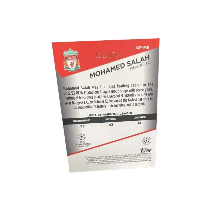 Topps Champions League Stadium Rare Card Egypt Liverpool Salah 150 Pcs Player Card Card Pass Sports Cards 1 Piece-1