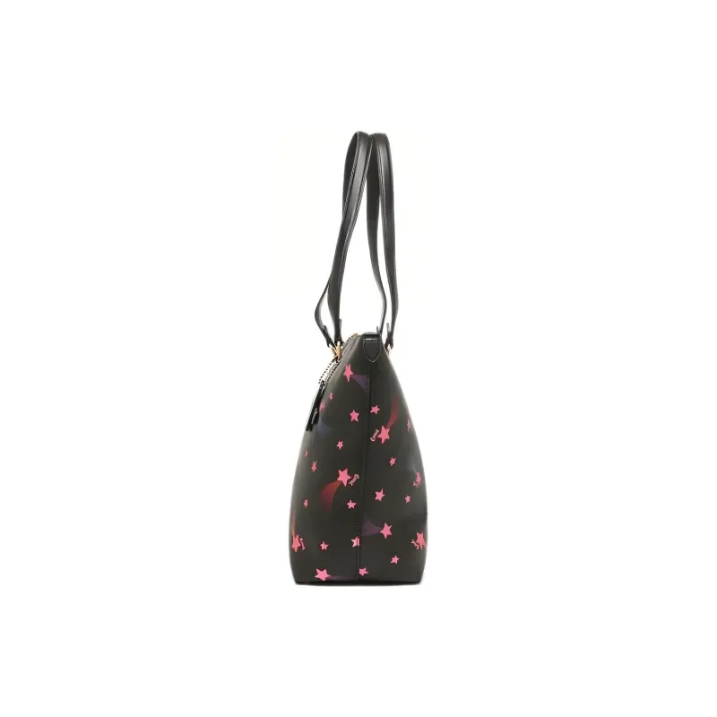 COACH Gallery Coated Canvas With Smooth Leather Tote Bag, Shopping Bag, Shoulder Bag Tubas Women's Black-2