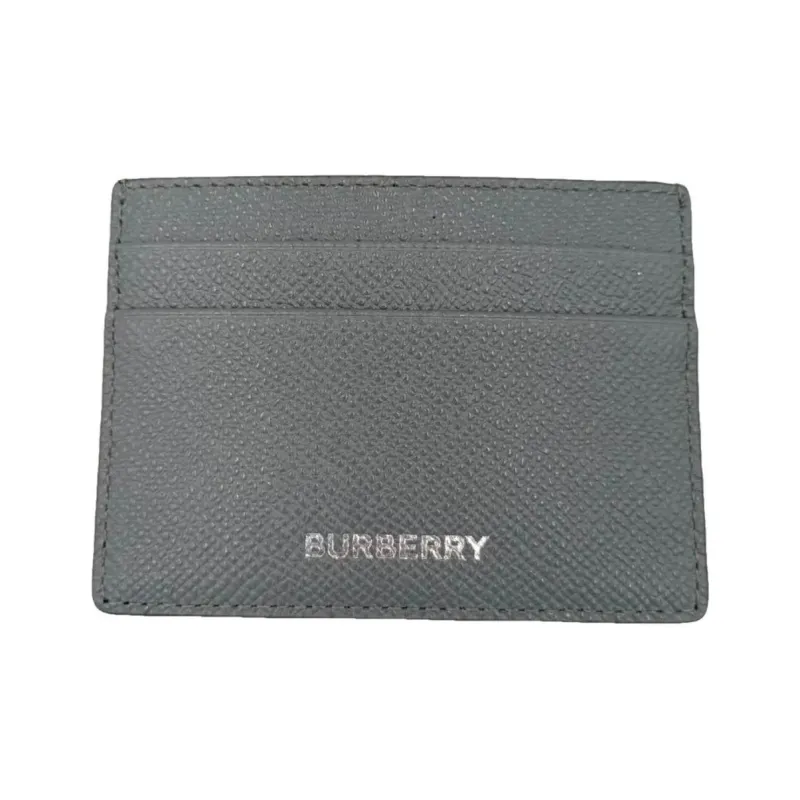Burberry Cowhide Leather Card Holder Men's Gray-0