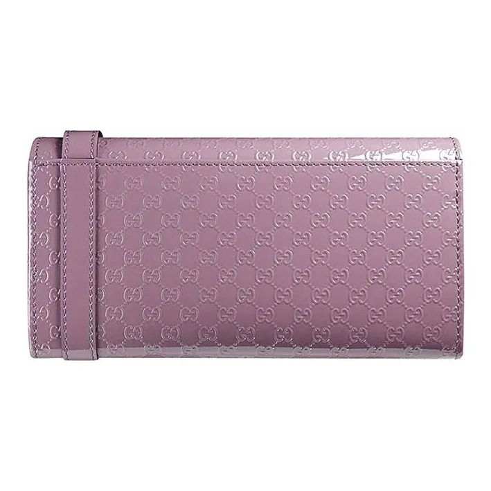 GUCCI Patent Leather Wallet Women's Light Purple-1