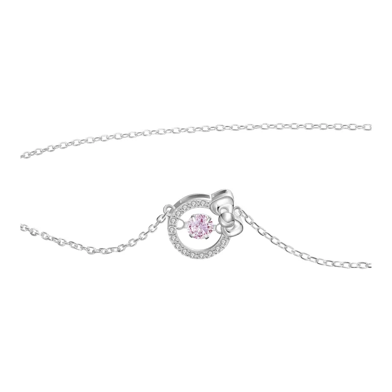 TIDECOLOR Hello Kitty S925 Silver Necklaces Women's Pink-1