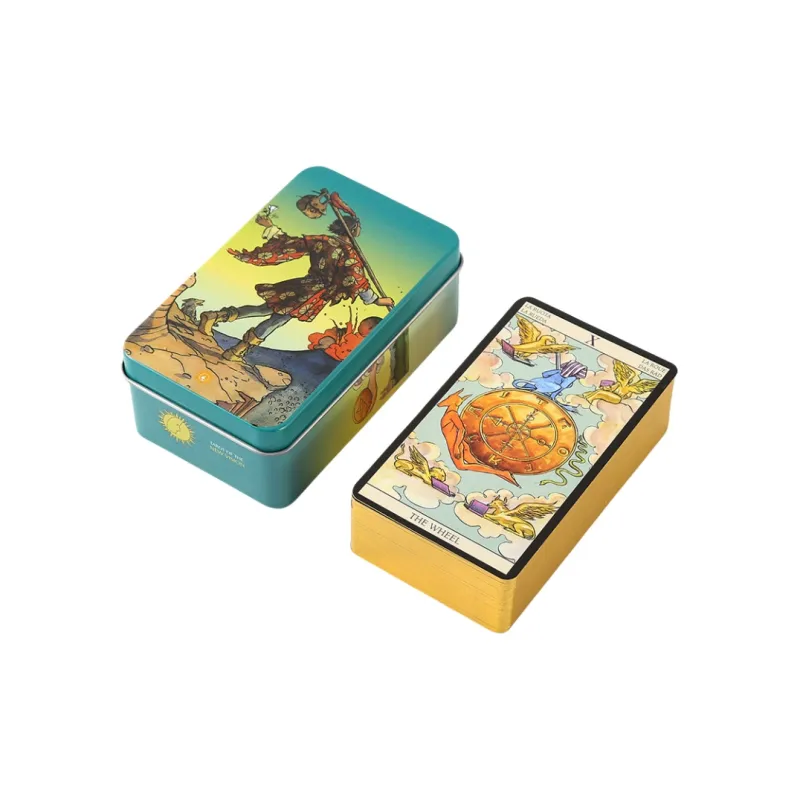 JIUFEN Wite Iron Box Tarot Set Full English Foil Gilded Oracle Cardstock With User Manual Board Games-7