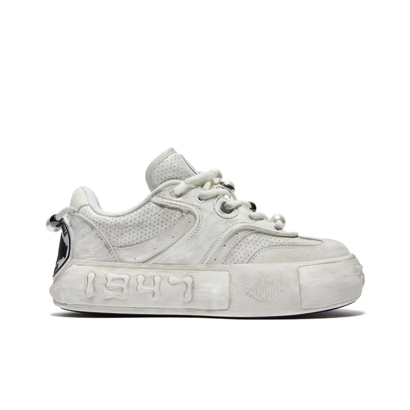 Palladium Abrasion Resistant Slip Resistant Low Top Skateboard Shoes Women's White-1