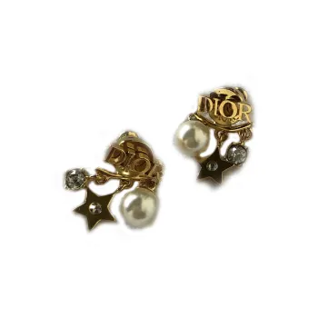 DIOR 2000-2024 Plated Faux Pearl DIORevolution Push Back Earrings Costume Earrings
