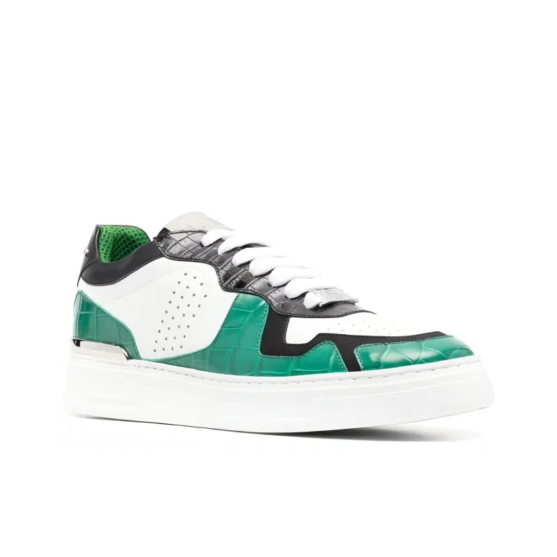 PHILIPP PLEIN Low Top Skateboard Shoes Unisex White Green-2