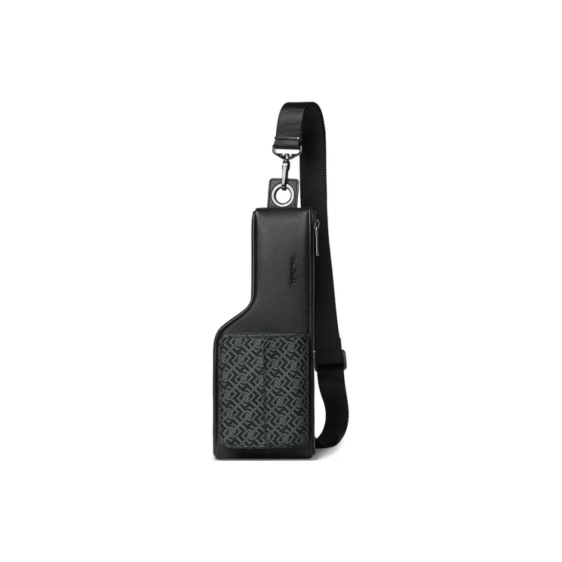 PIERRE CARDIN Cow Leather Sling Bag Trumpets Men's Black & Gray-1