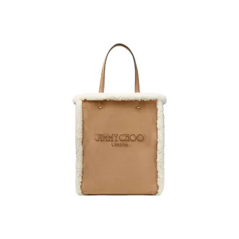 Jimmy Choo Suede Tote Bag Shopping Bag Shoulder Bag Crossbody Bag Handbag Medium Size Women's Natural