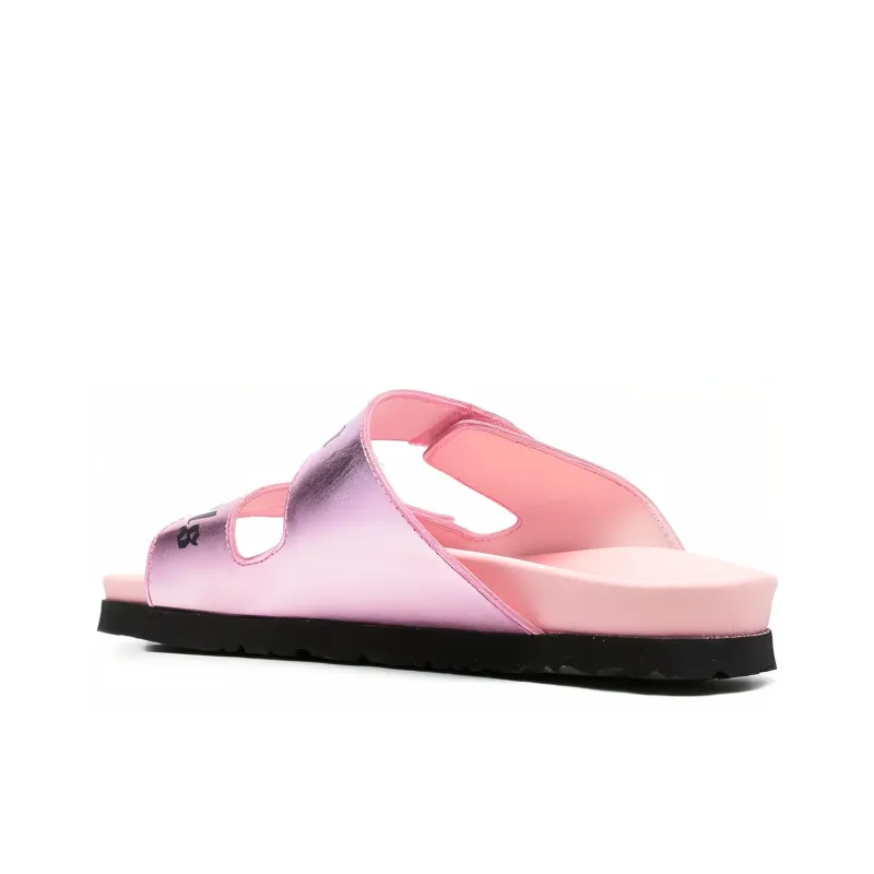 PALM ANGELS Logo print Leather Flat Sandals Women's-3