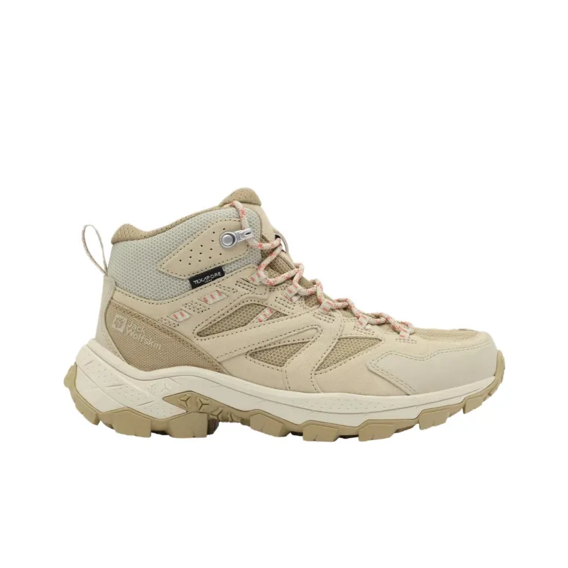 Jack Wolfskin Anti Slip Wear Resistant Mid Top Hiking Shoes Women's Beige-1