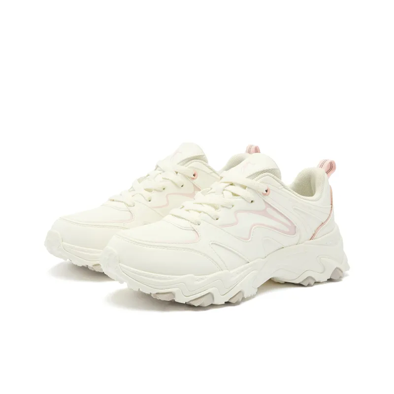 QIAODAN Anti Slip Wear Resistant Low Top Casual Running Shoes Women's Ivory Frost Pink-2