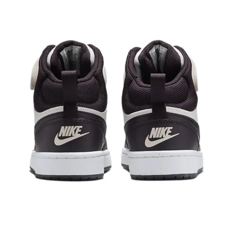 Nike Court Borough 2 Anti Slip Wear Resistant Mid Top Kids' Skateboarding Shoes White Red Unisex-3