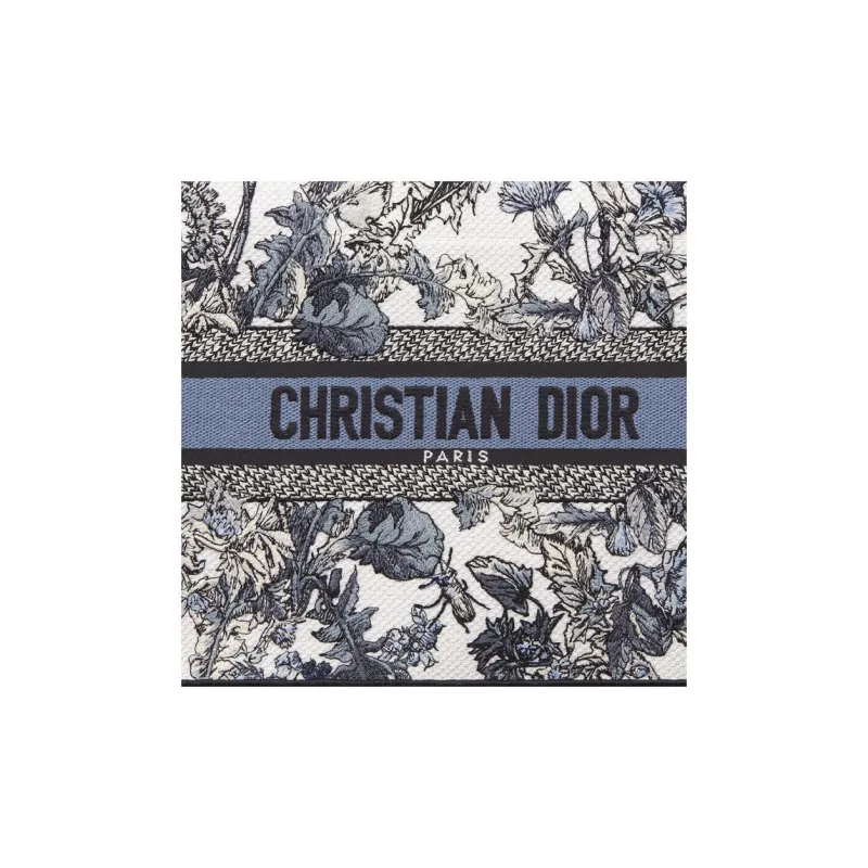 DIOR BookTote Fabric Tote Bag, Shopping Bag, Handbag Trumpets Women's White & Denim Blue-3