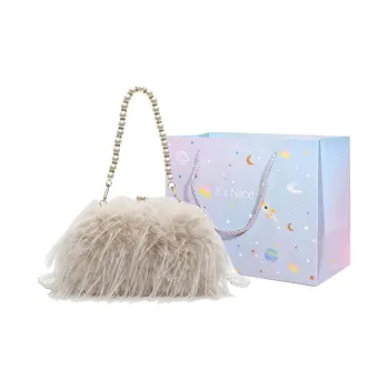 GOX Faux Fur Handbag Regular Women's Light Khaki/Dark Khaki/White/Black/Purple