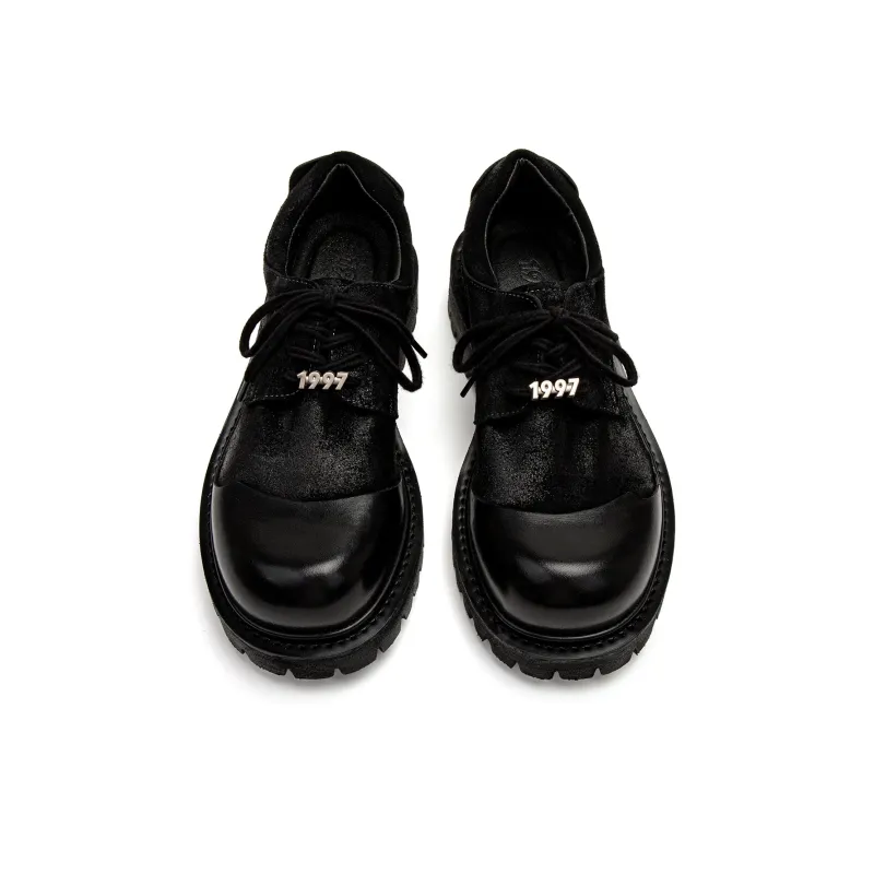 1997K Large Head Derby Leather Shoes Casual Shoes Men's Black-2