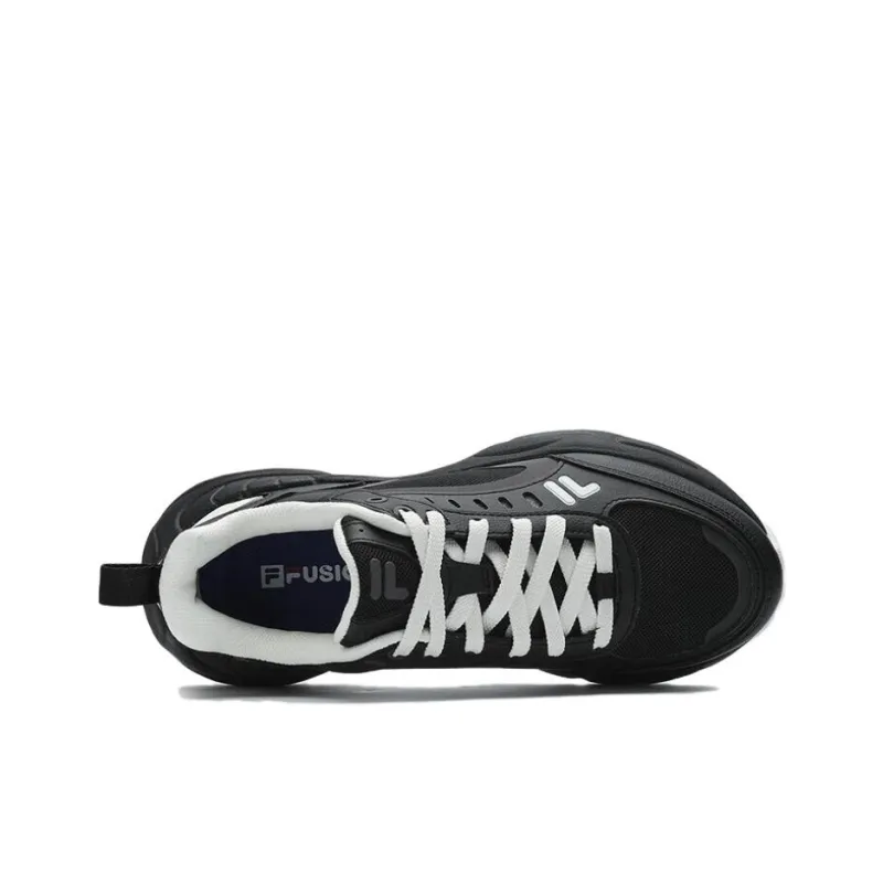 FILA FUSION RACEUP Anti Slip Wear Resistant Breathable Lightweight Low Top Casual Shoes Women's Black White-2