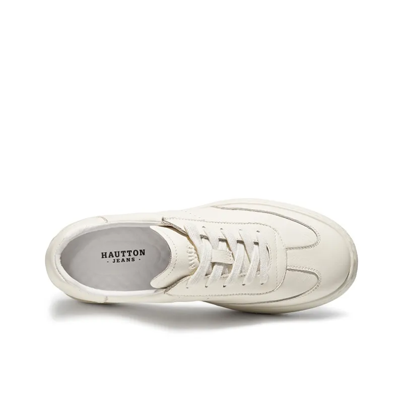 Hautton Jeans Lightweight Low Top Skateboard Shoes Men's White-3
