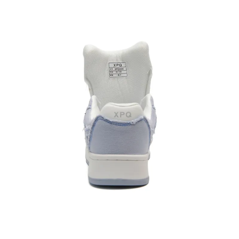 XPQ Anti Slip And Wear Resistant Breathable Low Top Skateboard Shoes Unisex White Blue-4