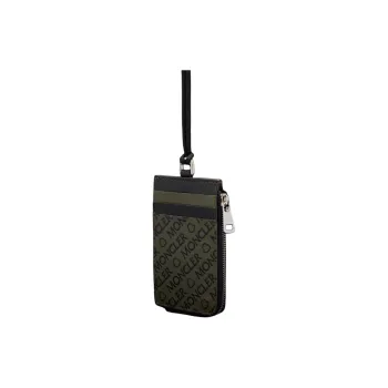 Moncler Calfskin One Shoulder Crossbody Card Holder Men's Green