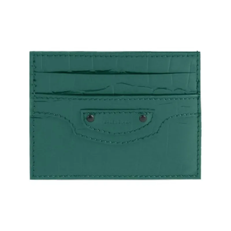 Balenciaga Neo Classic Calfskin Card Holder Men's Dark Green-0