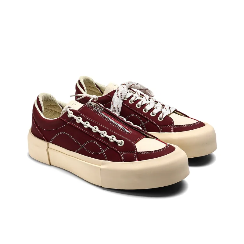Fang Sanhuo Anti Slip Wear Resistant Low Top Skateboard Shoes Unisex Burgundy-2