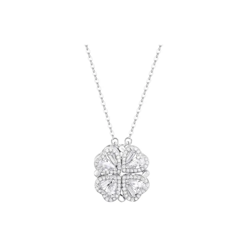 KADER Lucky Four Leaf Clover Series 925 Sterling Silver Necklaces Women's Silver White, Festival Gift Box Good Luck-4