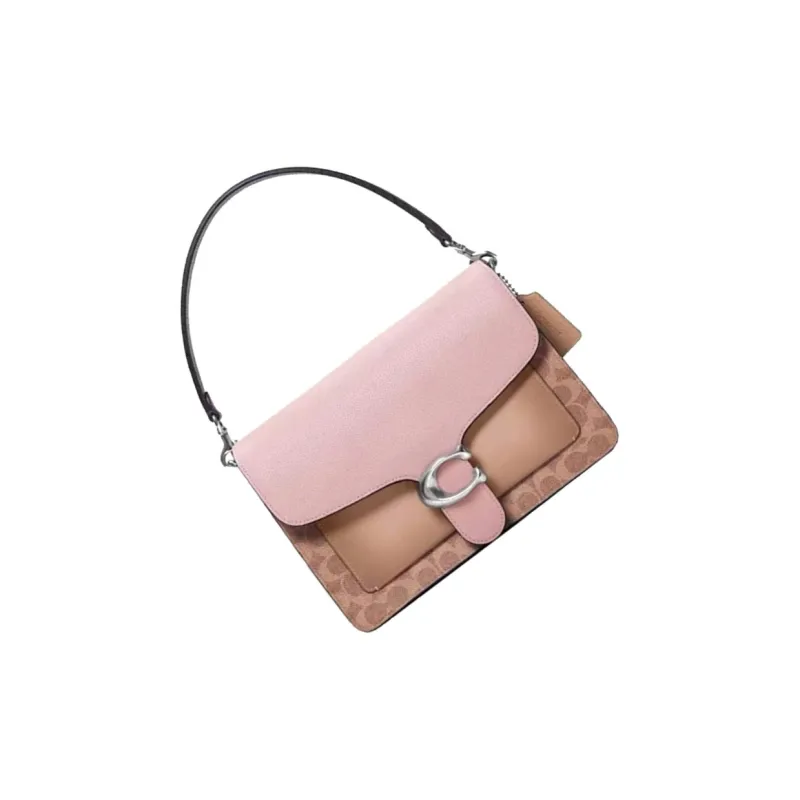 COACH Tabby Leather Shoulder Bag, Crossbody Bag Tubas Women's Milk Tea Brown & Black Multicolor-1