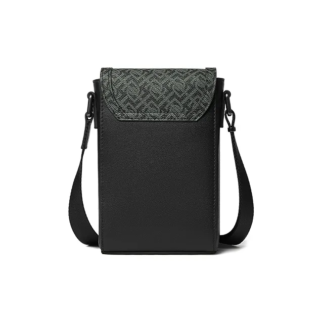 PIERRE CARDIN Top Grain Cow Leather Shoulder Bag, Crossbody Bag Men's Black & Gray-3