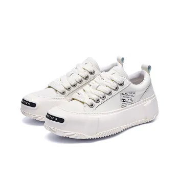 NAUTICA Laugh Slip Resistant, Abrasion Resistant, Lightweight Low Top Skateboard Shoes Women's Ecru