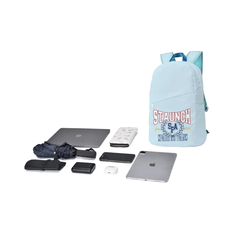 Spare No Pains. Polyester Backpack Regular Unisex Light Blue-4