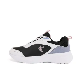 QIAODAN Cushioned Wear-Resistant Water-Resistant Low-Top Casual Running Shoes Women's Black White