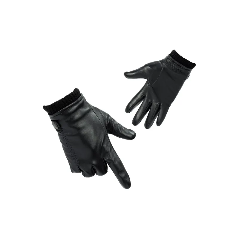 Shanghai Story Sheepskin Knit Gloves Men's Black Gift Box Set-17