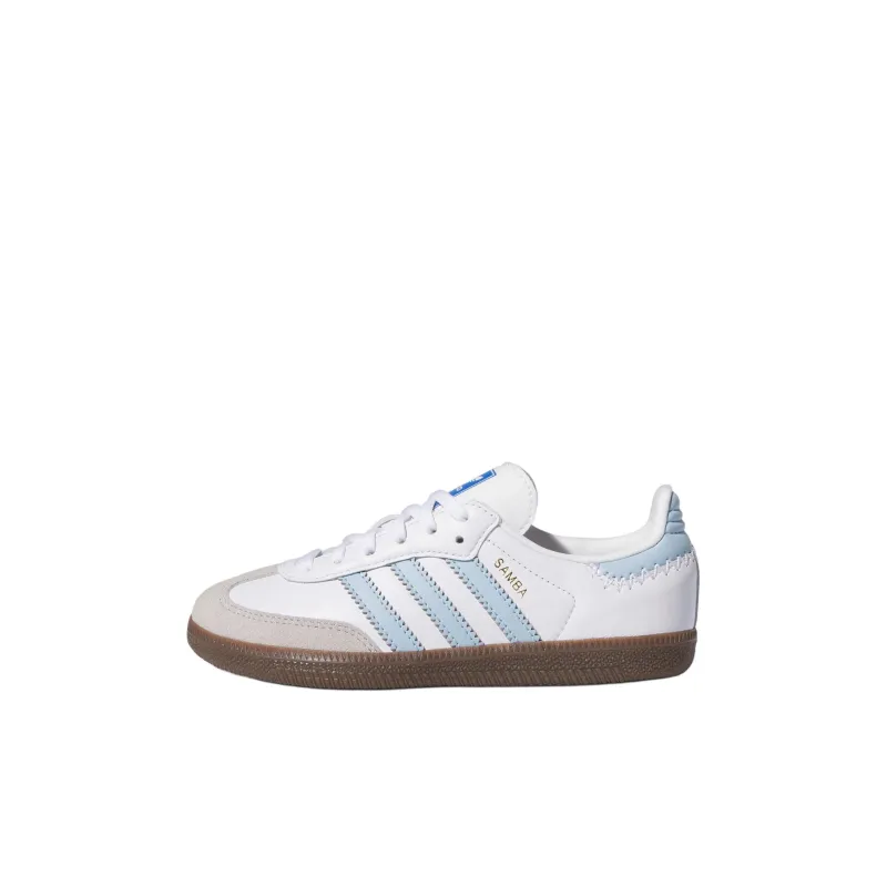 Adidas Originals SAMBA OG Abrasion Resistant Low Top Kids' Skateboarding Shoes White Blue Children Aged 3 7 Years Old-0