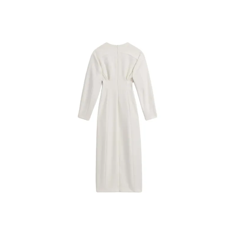 ZARA Long-Sleeved Dresses Women's Gray White-1