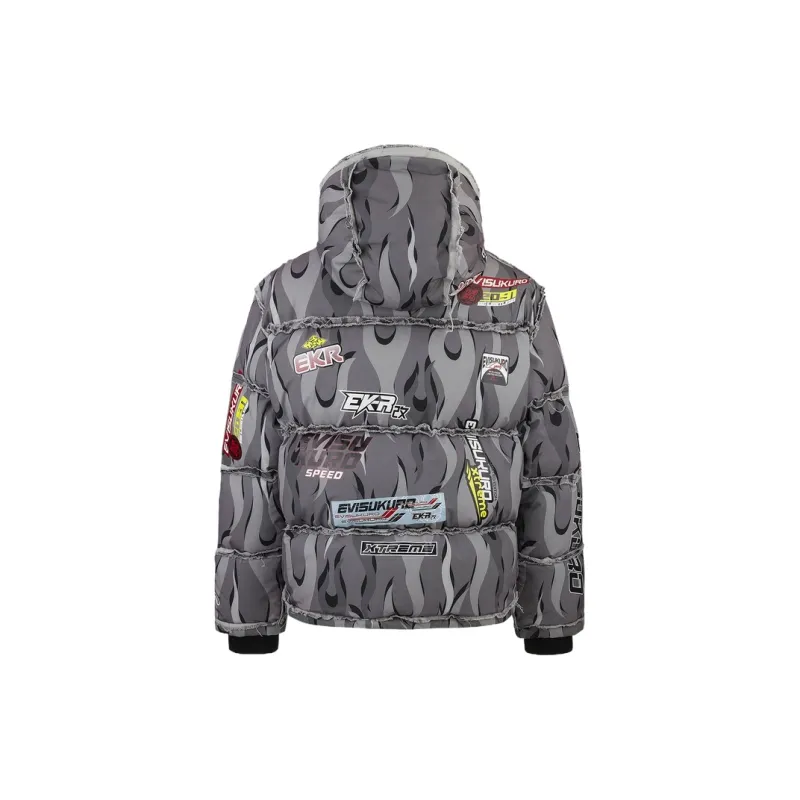 EVISU KURO Down Jacket Men's Gray All Over Print-1