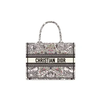 DIOR BookTote Fabric Tote Bag Shopping Bag Handbag Medium Size Women's Multicolor