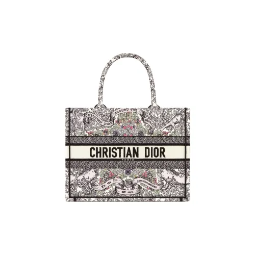 DIOR BookTote Fabric Tote Bag Shopping Bag Handbag Medium Size Women's Multicolor