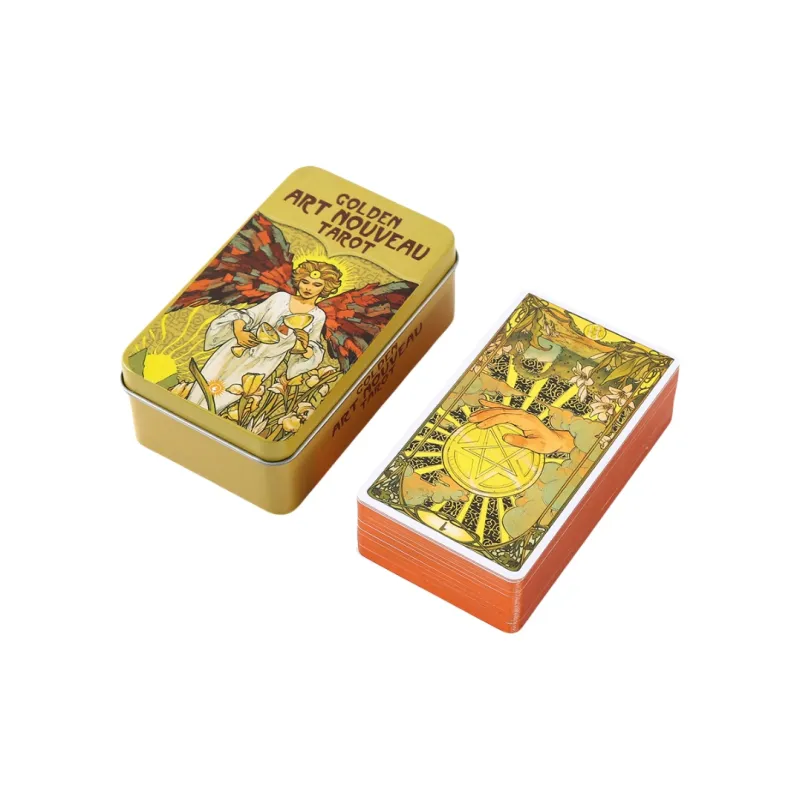 JIUFEN Wite Iron Box Tarot Set Full English Foil Gilded Oracle Cardstock With User Manual Board Games-8