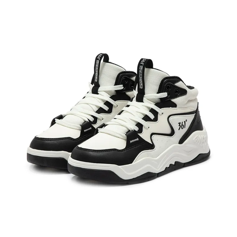 361° Thermal Slip Resistant And Abrasion Resistant High Top Skateboard Shoes Women's White Black-2