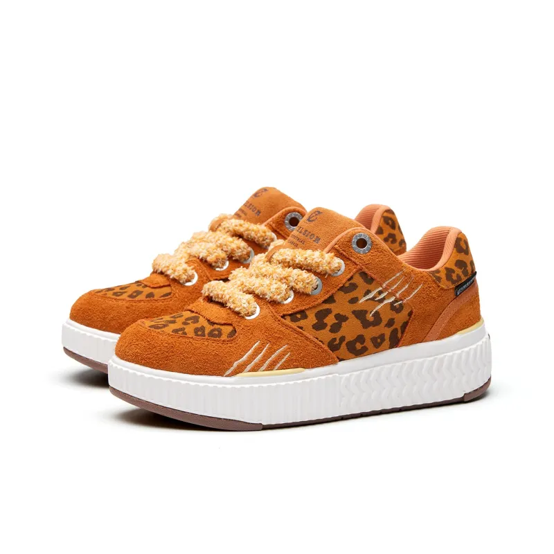 EXCELSIOR Low Top Skateboard Shoes Women's Orange Panther Golden Palm Brown-1