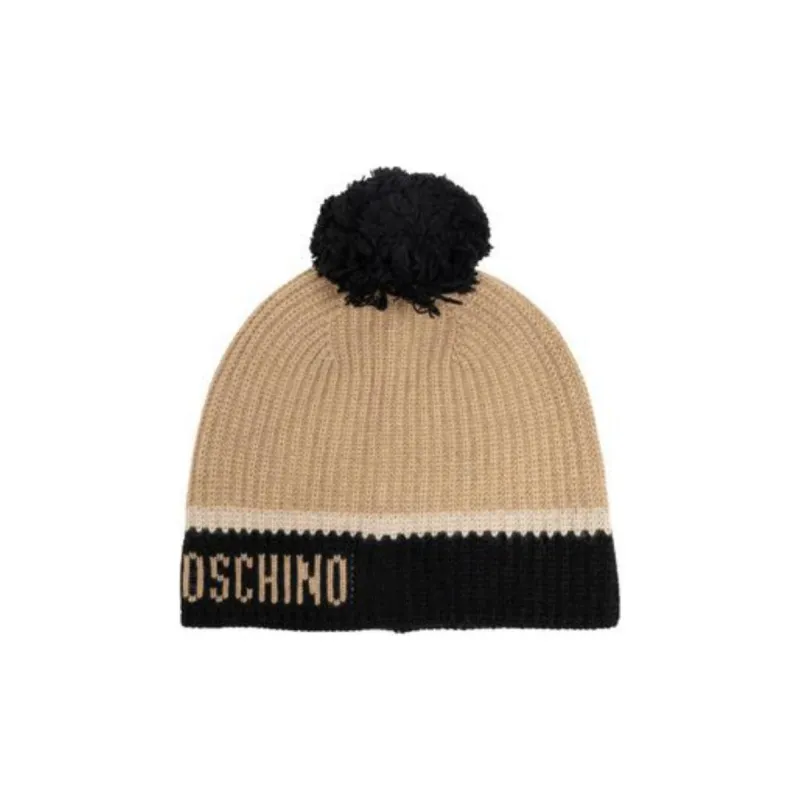 MOSCHINO Logo Intarsia Pompom Beanie-0