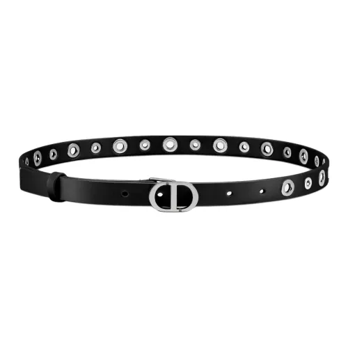 DIOR Cow Leather Leather Belts Women's Black 1.7CM