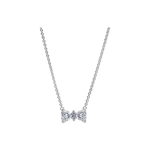 Pandora 925 Sterling Silver Synthetic Cubic Zirconia Necklaces Women's Silver