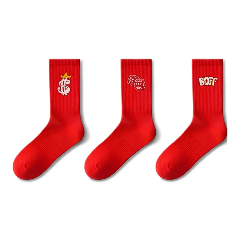Mast Point Mid Calf Socks Unisex 3 Pack Red-0