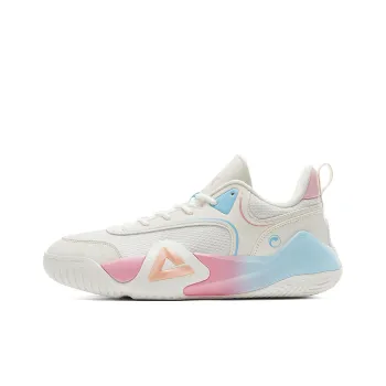 PEAK Sharp Marks Basketball Shoes Men Low Top White Pink Blue
