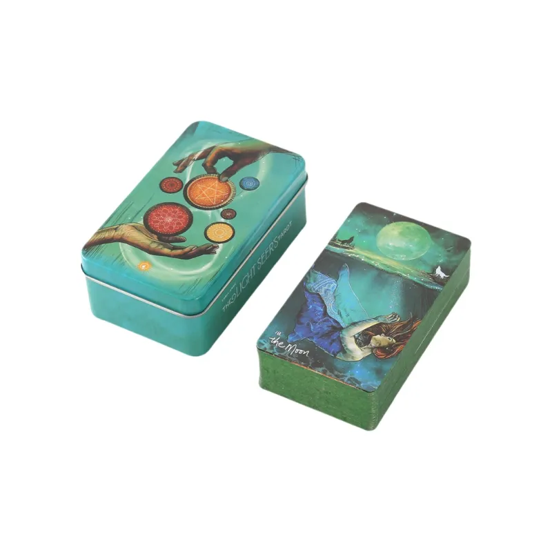 JIUFEN Wite Iron Box Tarot Set Full English Foil Gilded Oracle Cardstock With User Manual Board Games-5