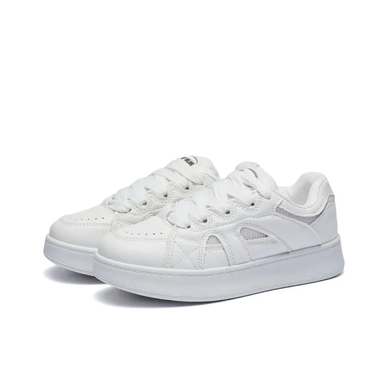 MEXICAN Abrasion Resistant Low Top Skateboard Shoes Women's White-3