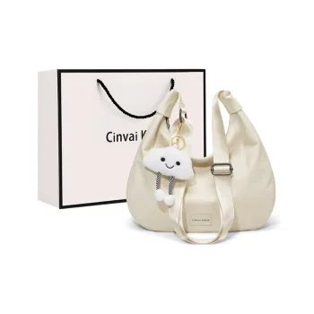 Simvay Clos Polyester Crossbody Bag Dumpling Bag Crescent Bag Small Size Women's White/Black